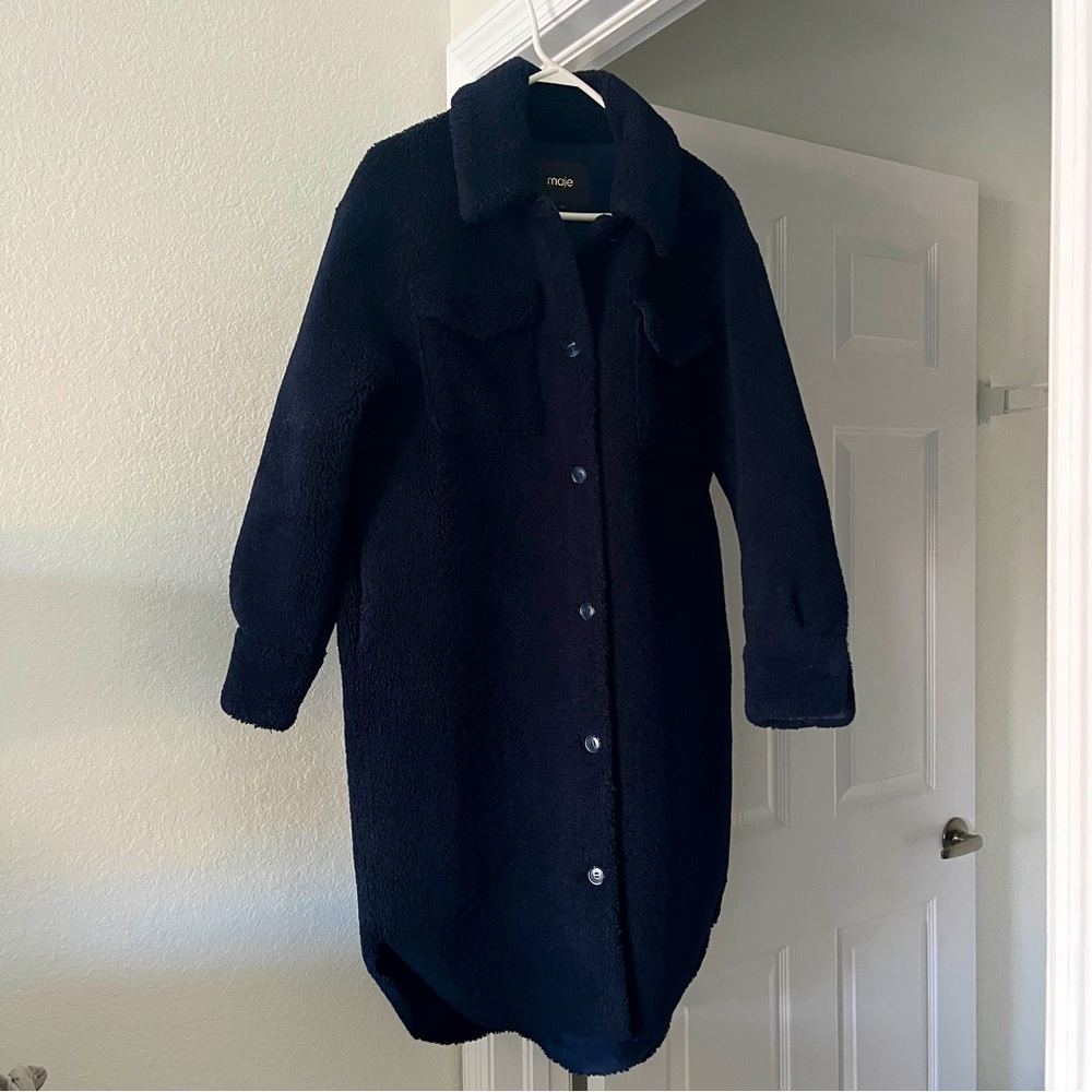 Maje Navy Cocoon Winter Coat Size 36
